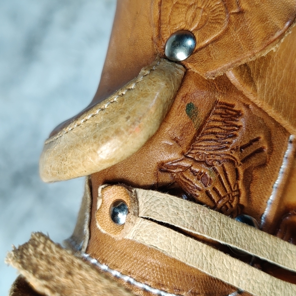 Handmade Sheepskin Leather Brown  Horse Saddle Bag. - Picture 14 of 16